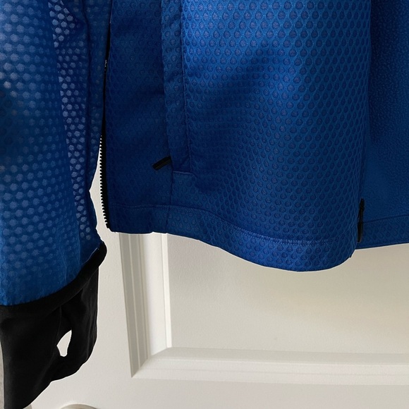 Adidas Climastorm Hooded Jacket Blue Size M Unisex Full Zip Water Resistant - Picture 8 of 9